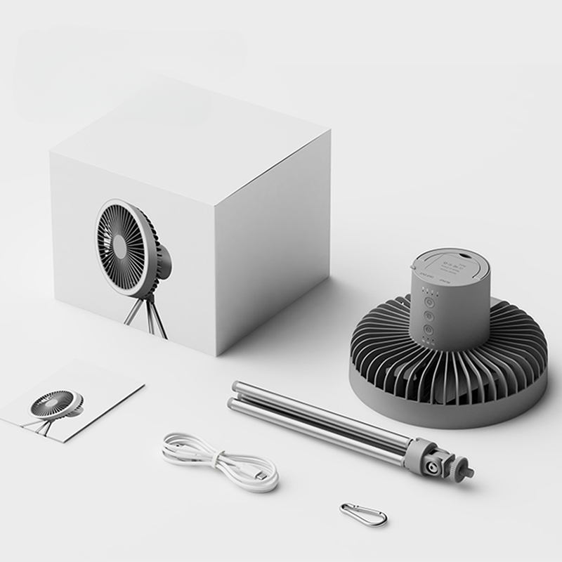 Tragbarer wiederaufladbarer Ventilator mit LED und integriertem Powerbank | Brehn
