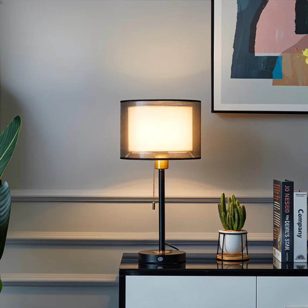Brehn | Tischlampe mit doppellagigem Stoffschirm