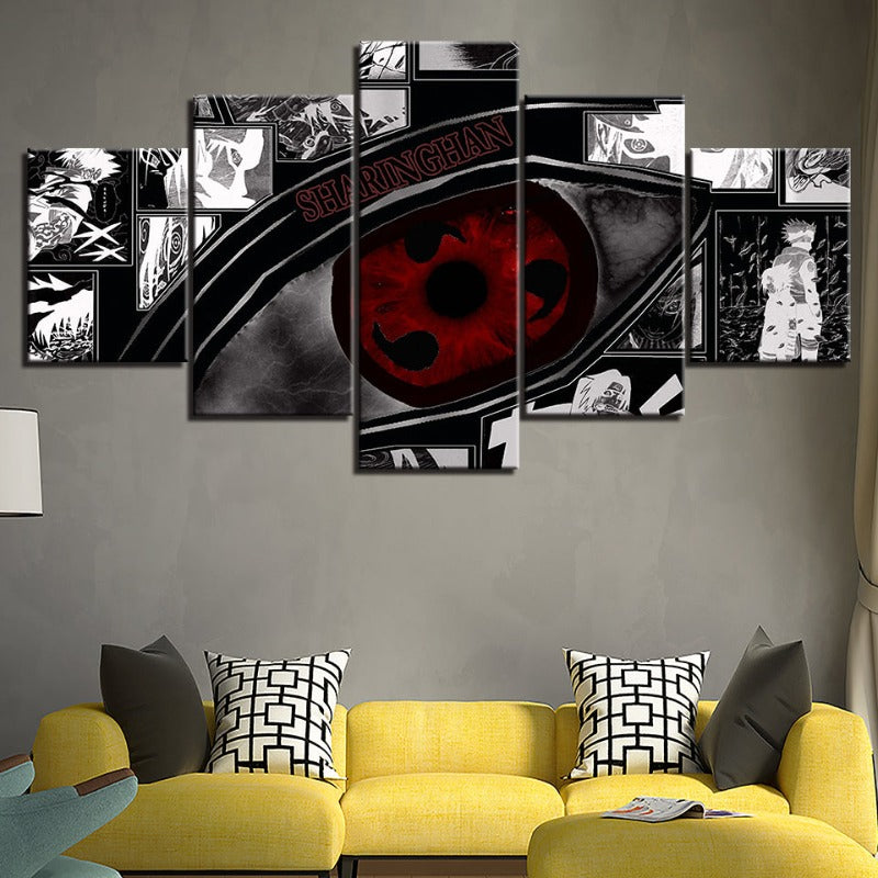 Naruto Sharingan Anime - 5-teiliges Leinwandbild