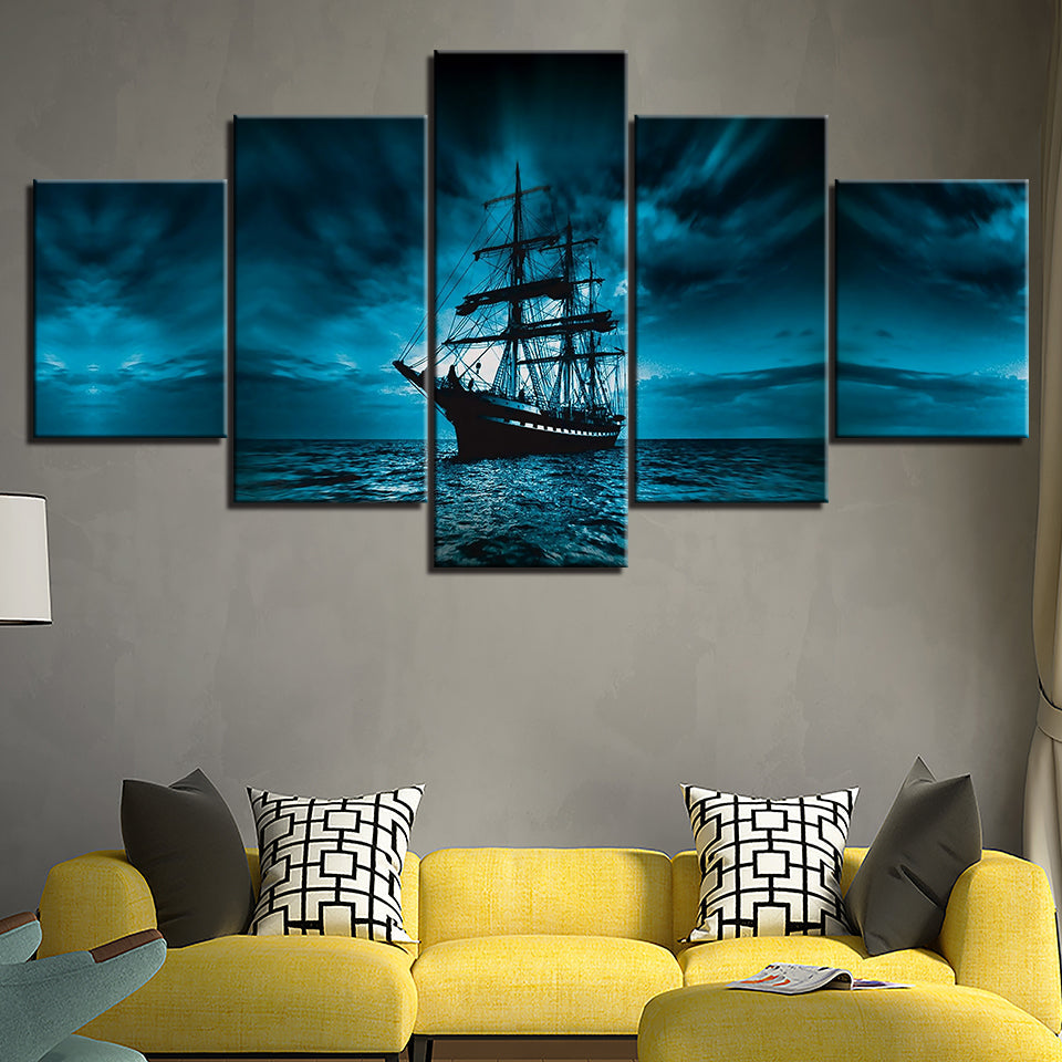 Deep Dark Ship - Leinwand Wandkunst Gemälde