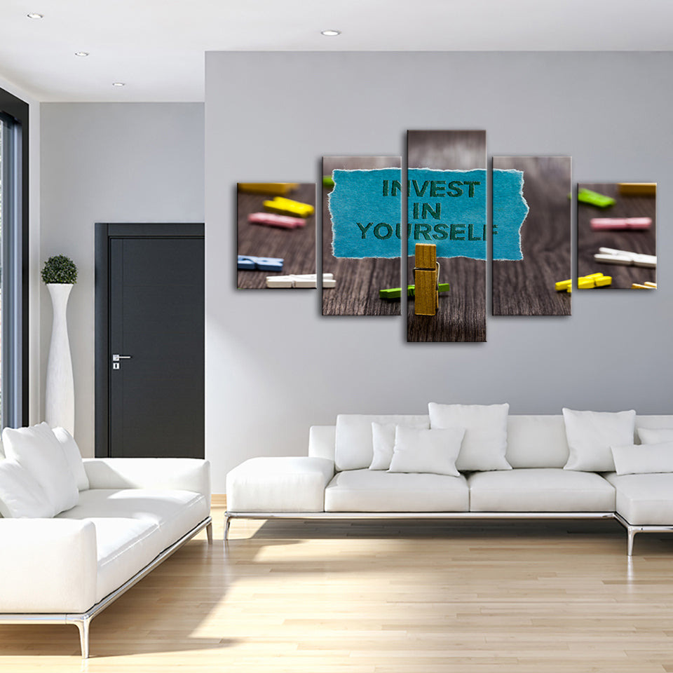 Investiere in dich selbst 5 Teile - Leinwand Wandkunst Malerei