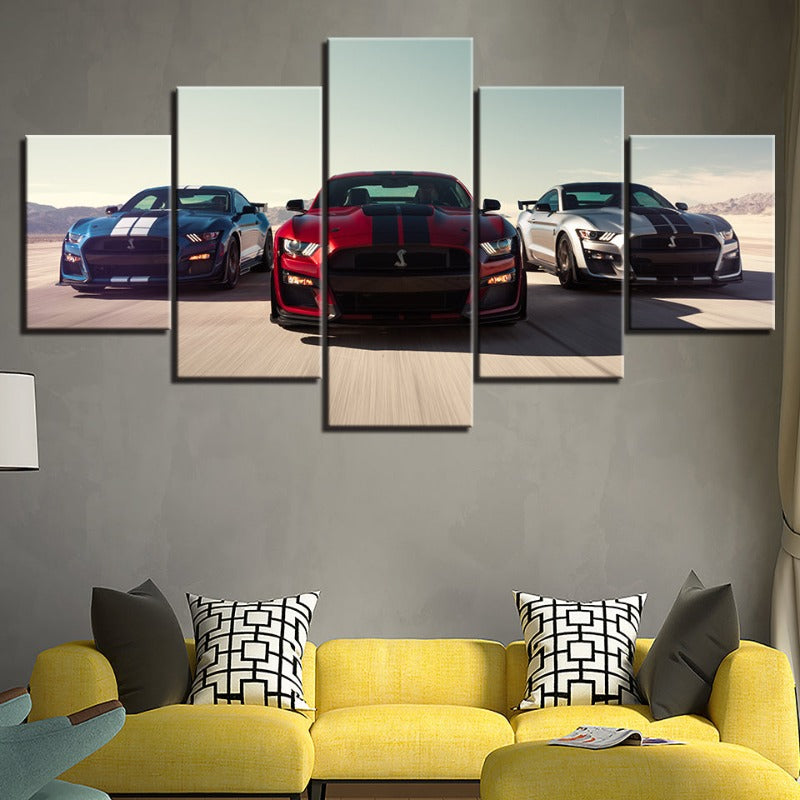 5 Stück Rennwagen - Leinwand Wandkunst Gemälde