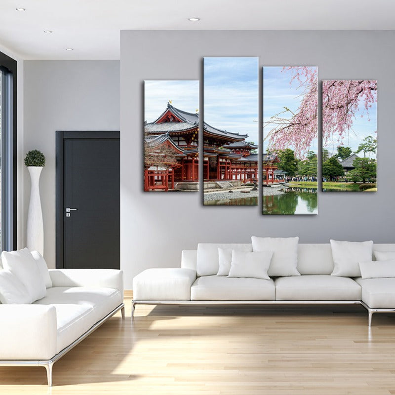 4 Stück atemberaubende Kirschblüte - Leinwand Wandkunst Malerei