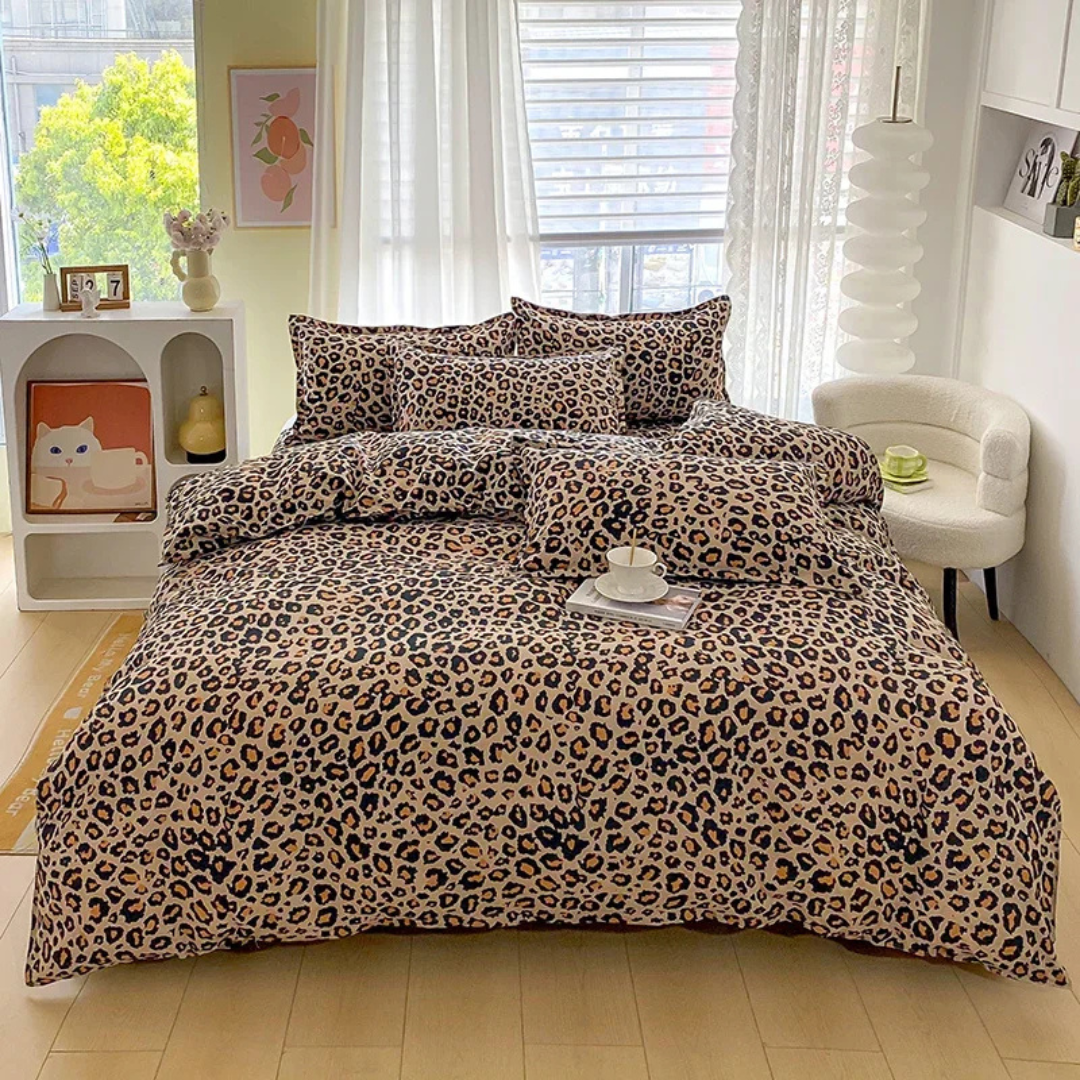 Brehn | Luxus Bettbezug mit Leopardenmuster