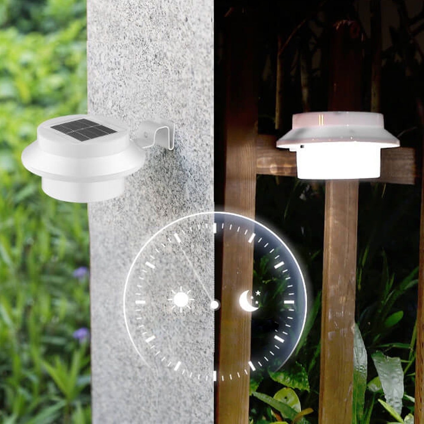Solar-Zylinder-LED-Außenwandleuchte, wasserdicht, für Zaun und Wand