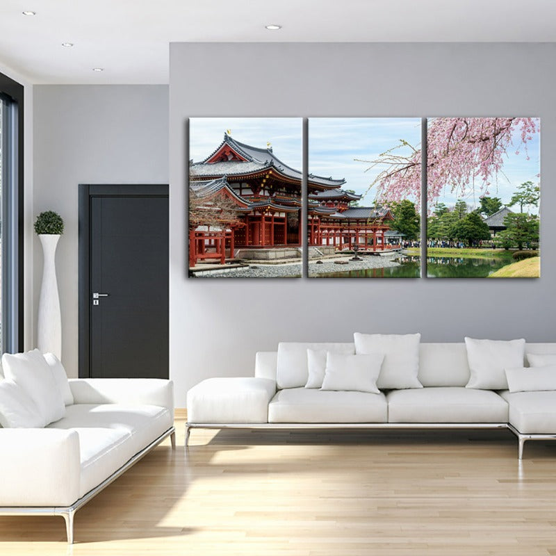 Wunderschöne Kirschblüten-Leinwand Wandkunst Gemälde 3 Teile