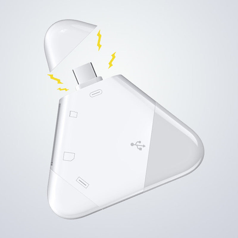 Brehn | 3-in-1 SD/TF-Kartenleser mit USB-, Type-C- & Lightning-Anschlüssen, für SD- & TF-Karten