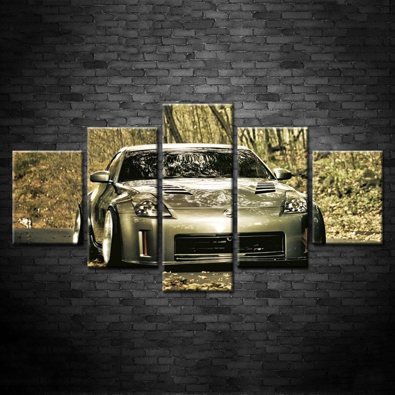 5-Teiliges Nahaufnahme Metallisches Auto - Canvas Wandkunst Gemälde