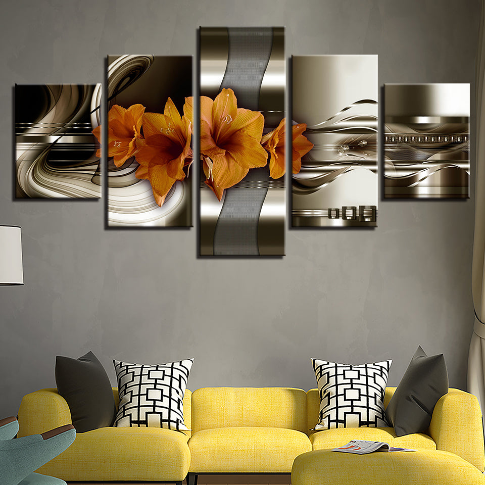 Desaturierte Amaryllis 5 Stück - Leinwand Wandkunst Gemälde