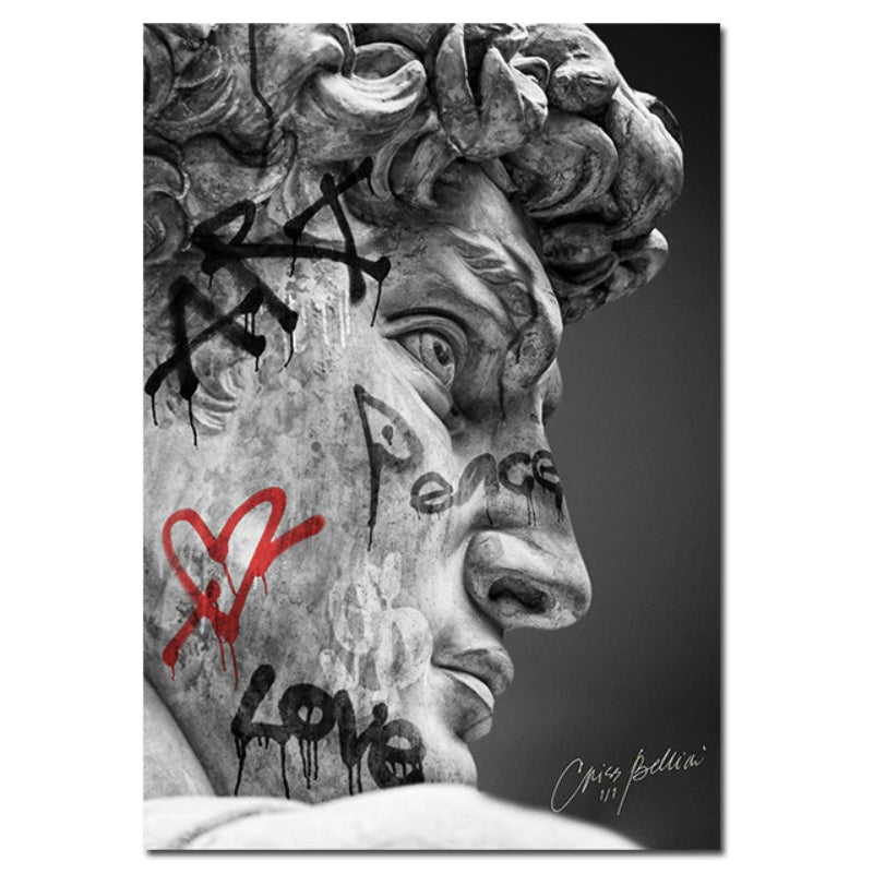David Head Skulptur Graffiti - Leinwand Wandkunst Malerei