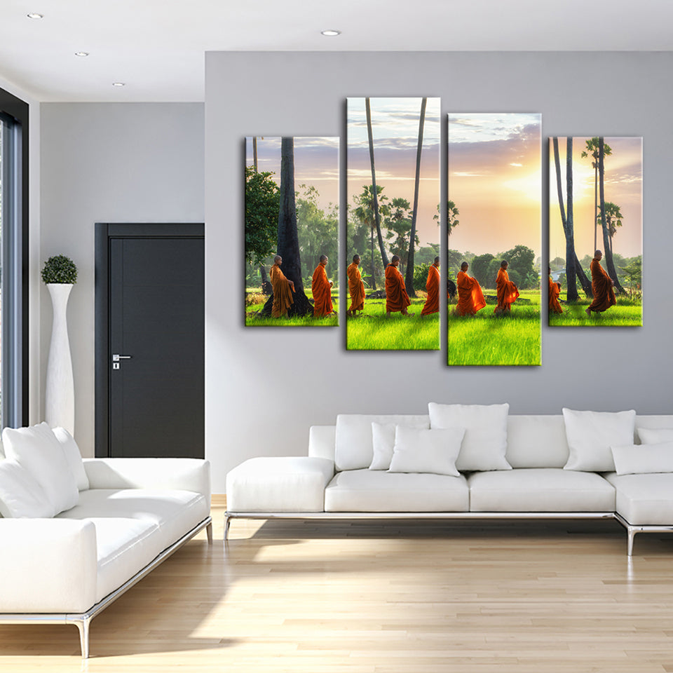 Morgen Spaziergang 4 Teile - Leinwand Wandkunst Malerei