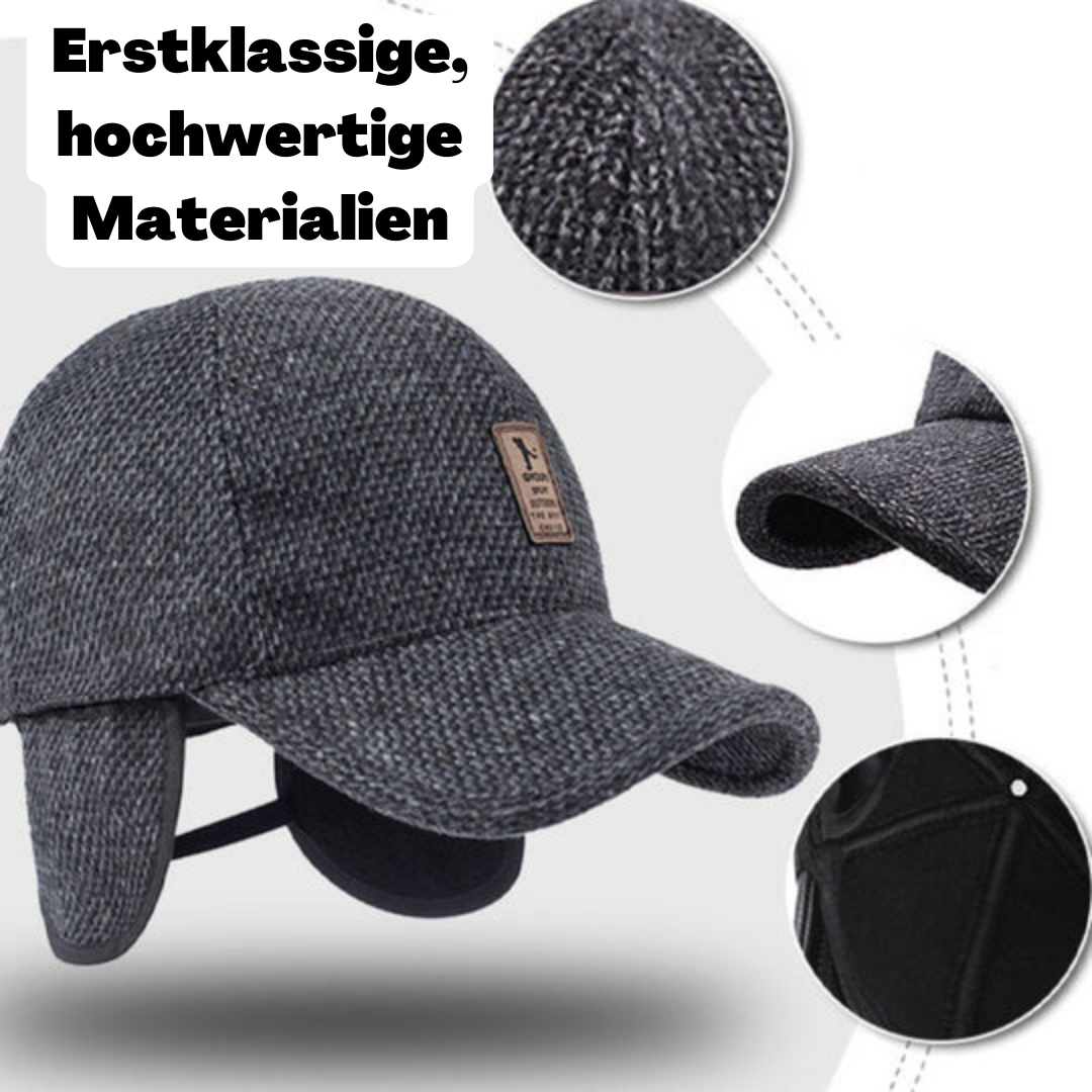 BowLift Winter Baseball Cap | Warm Men's Hat with Foldable Ear Protectors (Adjustable 57-61cm)