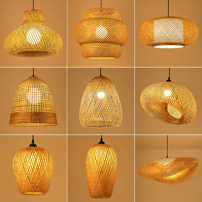 Brehn | Handgefertigte Rattan Pendelleuchte - RayaLight