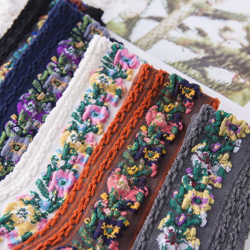 Brehn | Vintage Socken mit Blumenstickerei (5 Paar)