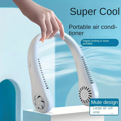 1pc Hände-frei Tragbarer Halsventilator - Wiederaufladbar, bladlos und USB-betrieben - Perfekt für Büro und Reisen | Brehn