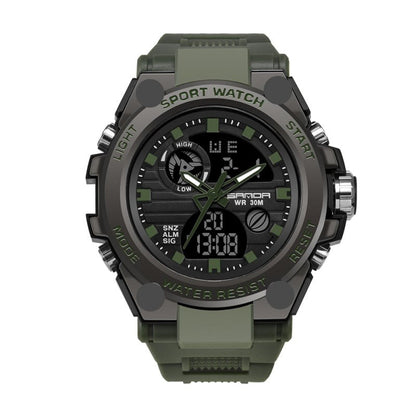 Brehn | Sportliche Dual-Display Mode Multifunktionale wasserdichte leuchtende Herrenarmbanduhr