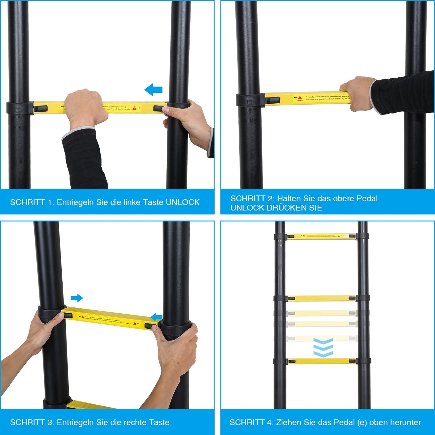 Teleskopleiter Aluminium mit Abnehmbarem Haken | Brehn