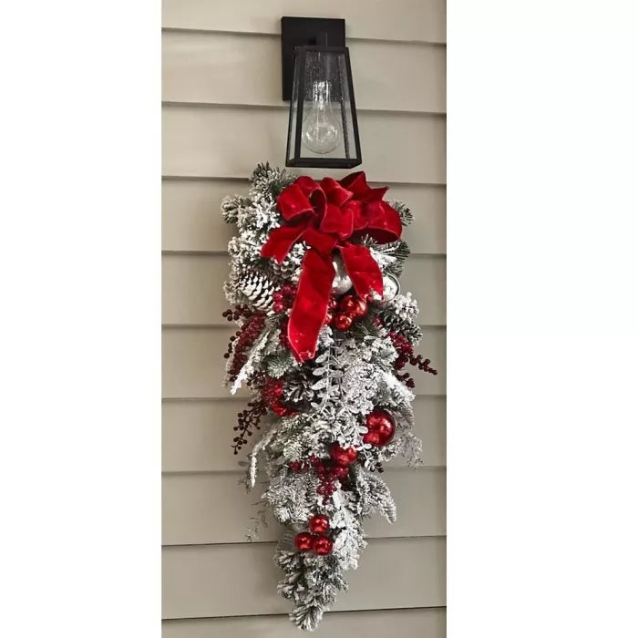 Kabellose, beleuchtete Weihnachtsdekoration | LED-Lichter, automatischer Timer & hochwertige rot-weiße Dekoration