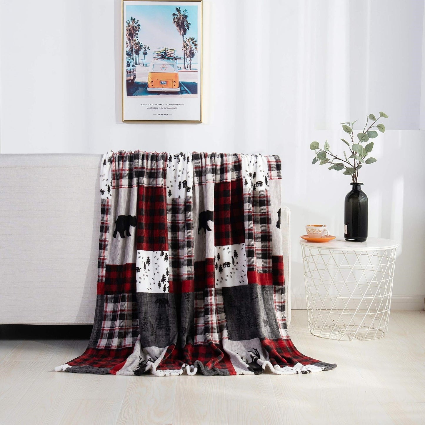 Brehn | Weihnachts-Elch Schneemann Santa Claus Druck Decke Winter Beidseitige Flanell Decke