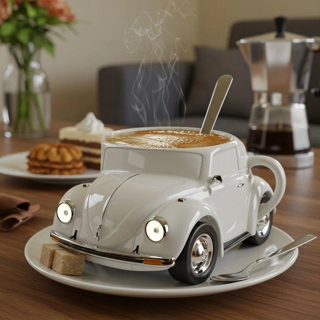 RetroAuto Keramische Kaffeetasse – Einzigartiges 3D-Design für Kaffee & Tee | Brehn
