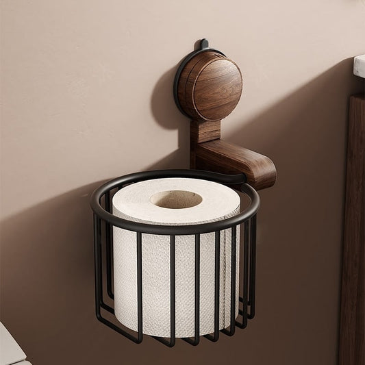 Walnuss Holz Toilettenpapier Halter – Kein Bohren mit Saugnapf | Brehn