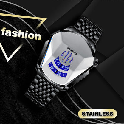 Herren-Quarzuhr im Diamant-Stil