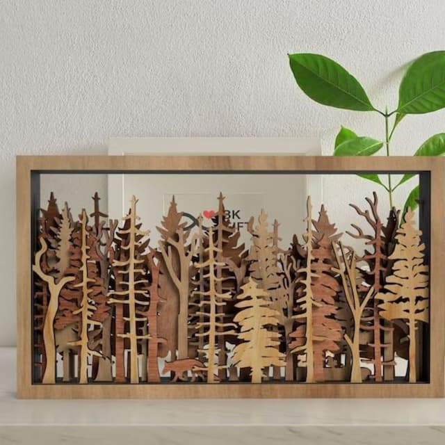 Wanddekoration – WoodForrest 3D – Bezaubernde Waldszene – Fuchs & Baumschatten