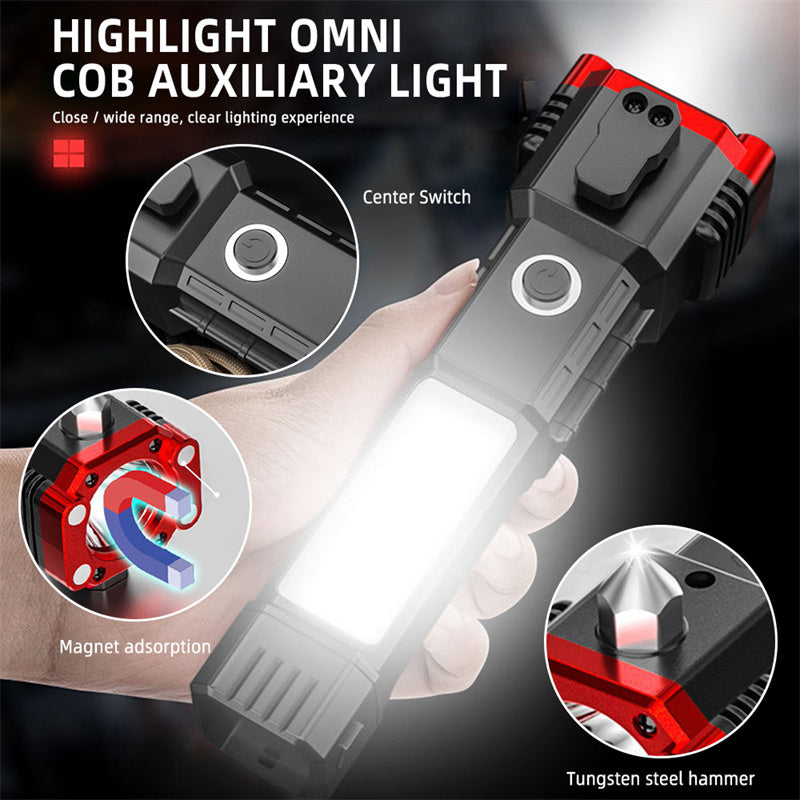 Multifunktionaler Autosicherheitshammer mit Notlicht und Powerbank | Brehn