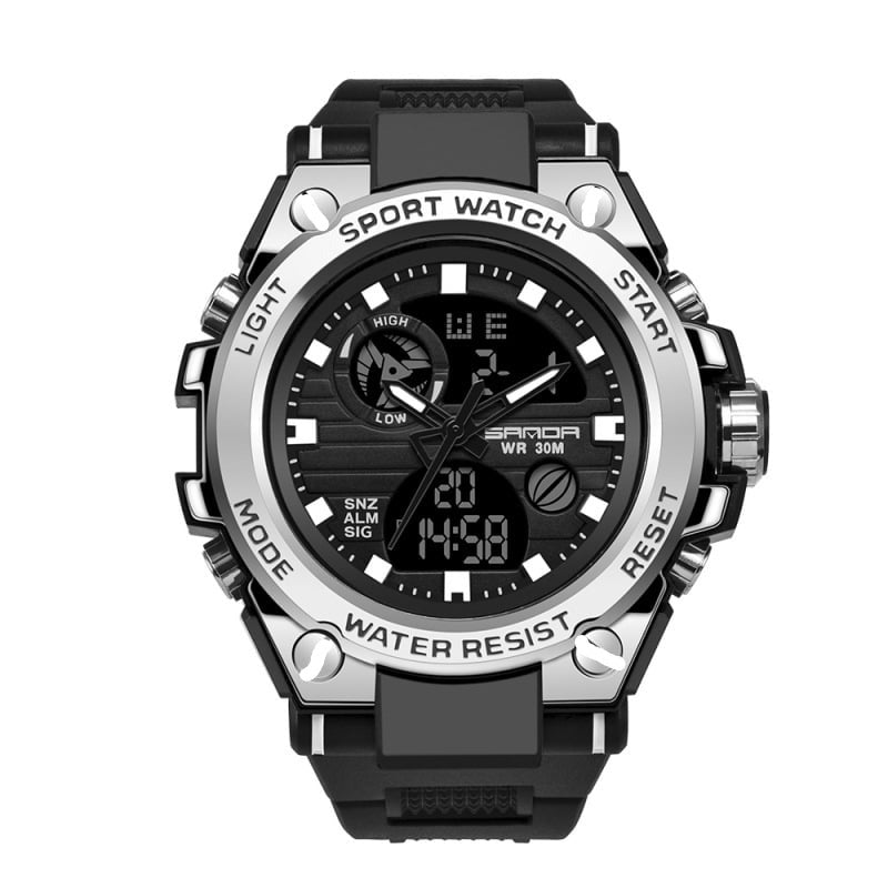Brehn | Sportliche Dual-Display Mode Multifunktionale wasserdichte leuchtende Herrenarmbanduhr