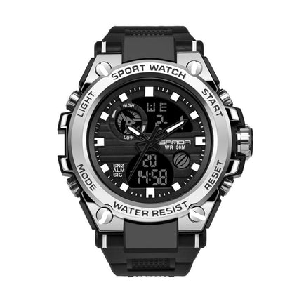Brehn | Sportliche Dual-Display Mode Multifunktionale wasserdichte leuchtende Herrenarmbanduhr