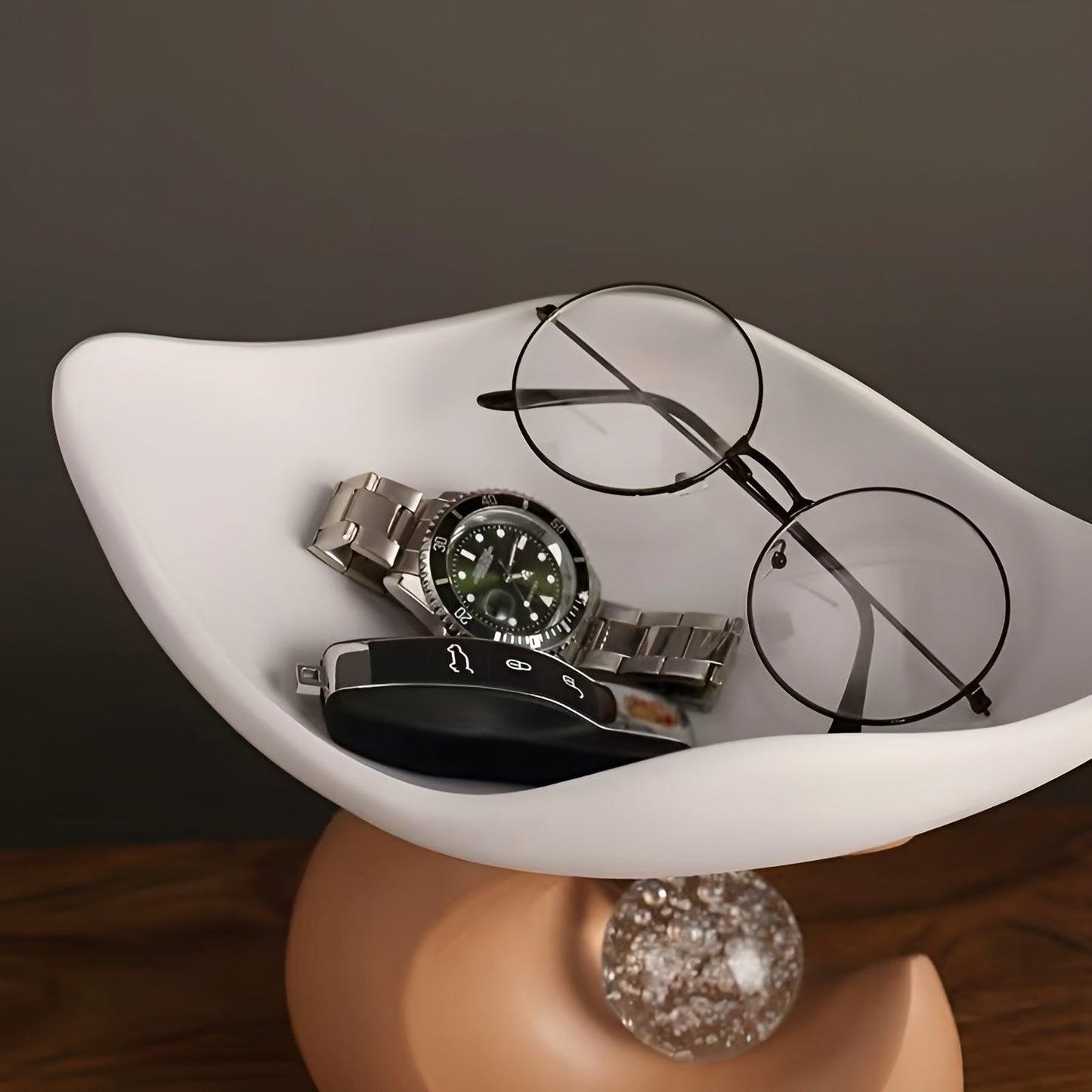 Organizer-Tablett aus Kunstharz – Modernes Wellendesign | Stilvolle Aufbewahrung für Schlüssel, Brille und Schmuck