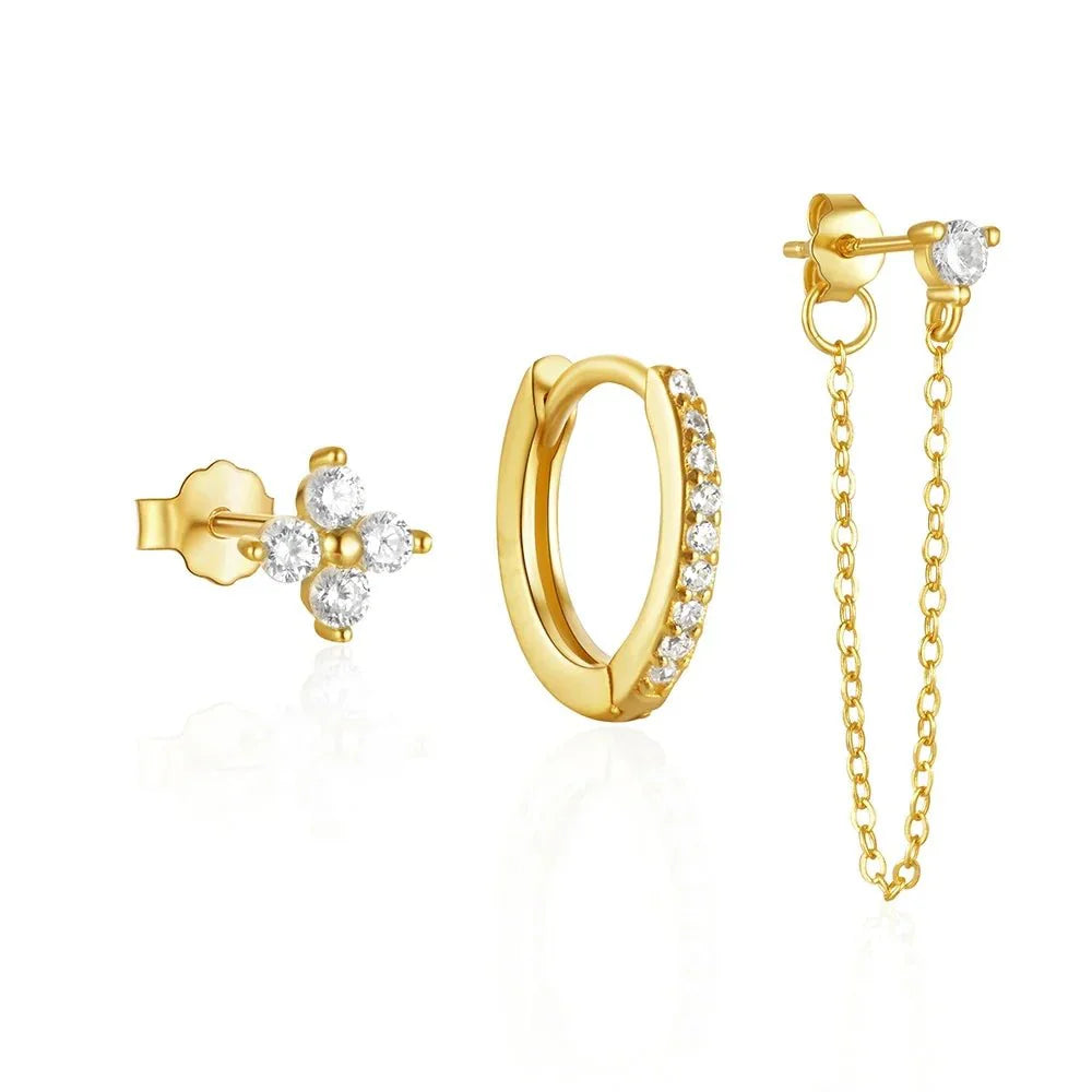 Brehn | 3dlg Zierliches Florales Quasten Ohrringe Set