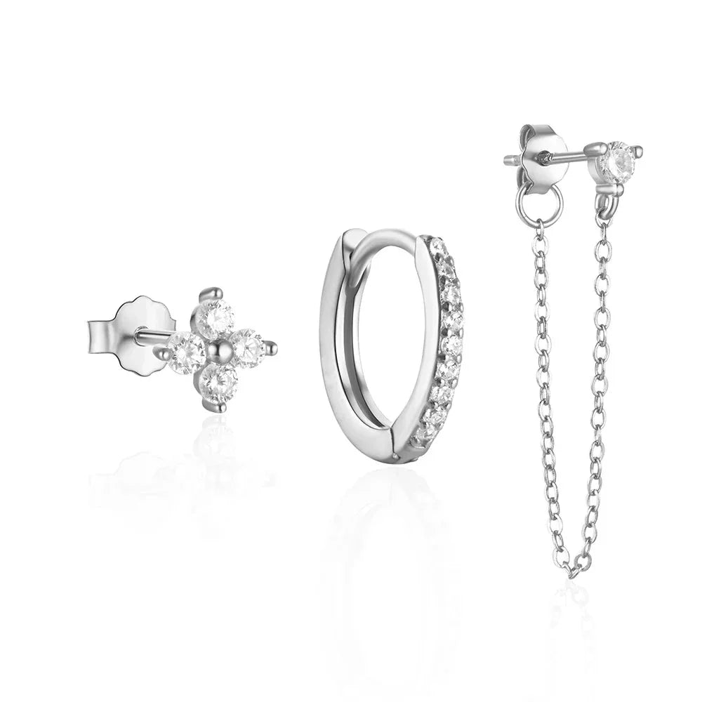 Brehn | 3dlg Zierliches Florales Quasten Ohrringe Set