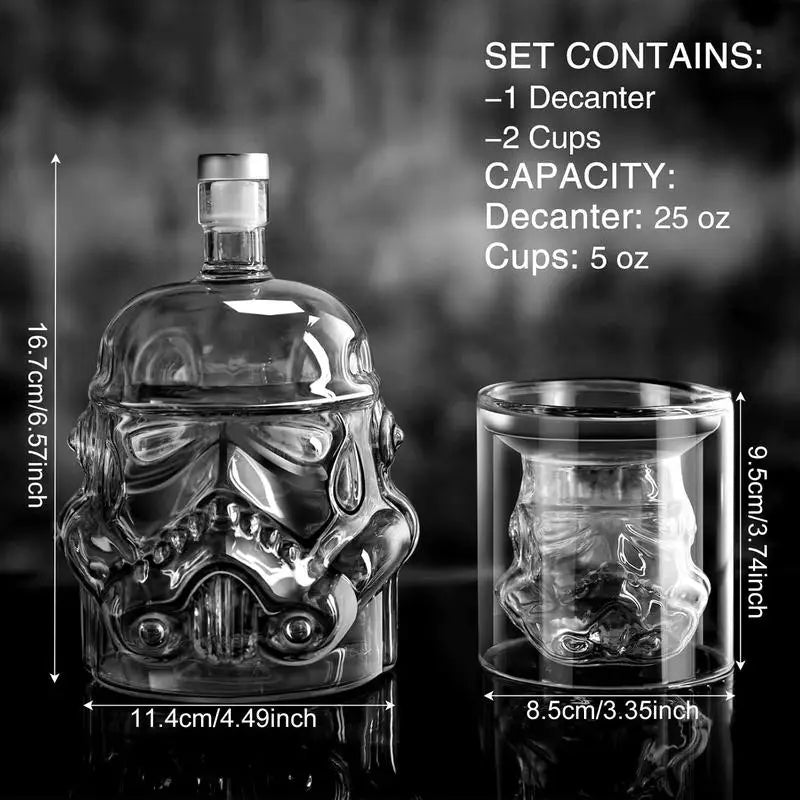 3 Stück kreative Whiskey Dekanter mit 2 Gläsern Barutensilien | Brehn