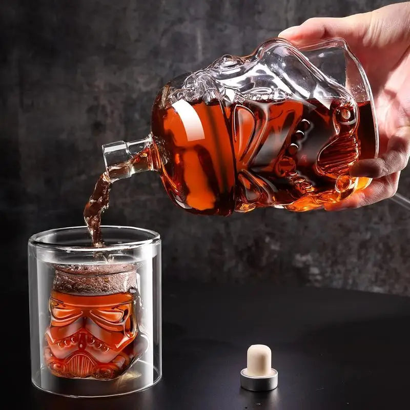 3 Stück kreative Whiskey Dekanter mit 2 Gläsern Barutensilien | Brehn