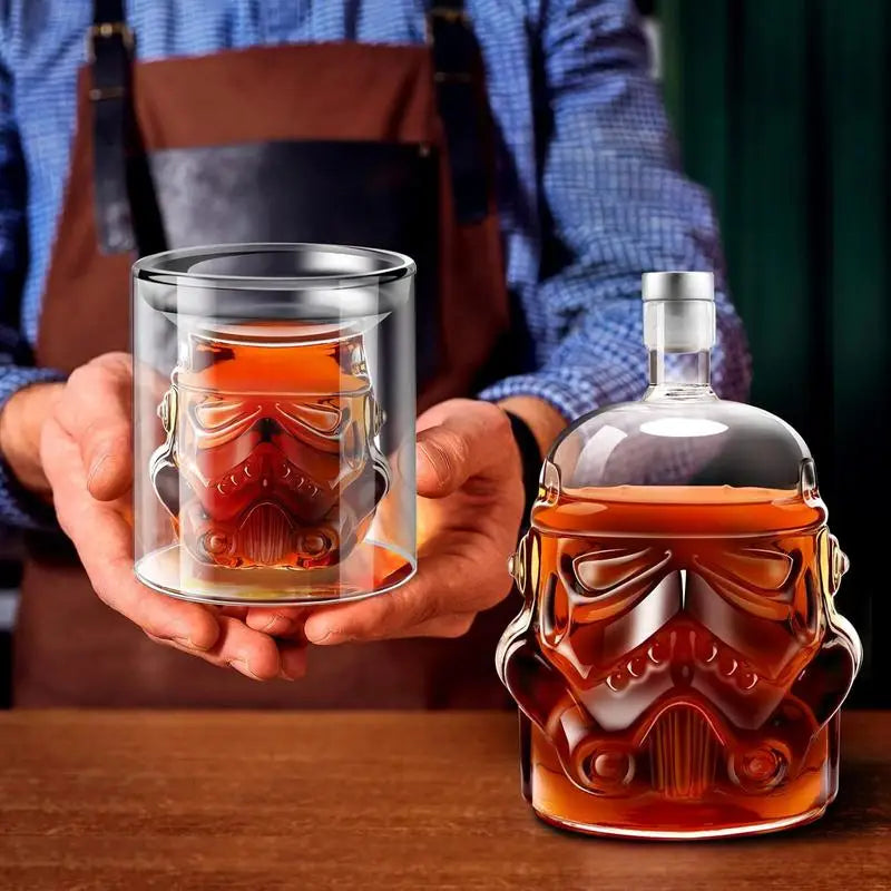 3 Stück kreative Whiskey Dekanter mit 2 Gläsern Barutensilien | Brehn