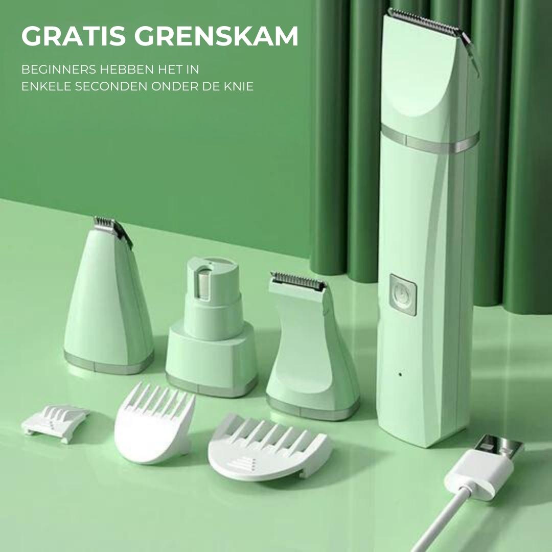 Brehn | Tierpflegegerät Groomilo 4-in-1 | Leise & Wiederaufladbar | Für Fell & Krallen | Weiß-Grün