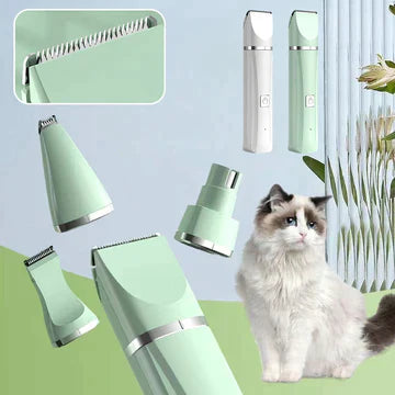 Brehn | Tierpflegegerät Groomilo 4-in-1 | Leise & Wiederaufladbar | Für Fell & Krallen | Weiß-Grün