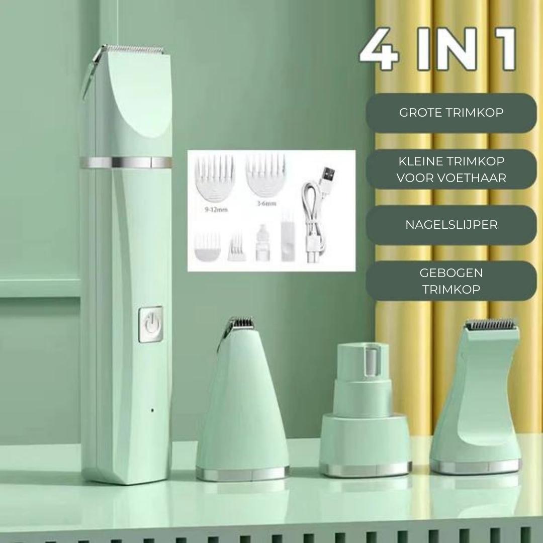 Brehn | Tierpflegegerät Groomilo 4-in-1 | Leise & Wiederaufladbar | Für Fell & Krallen | Weiß-Grün