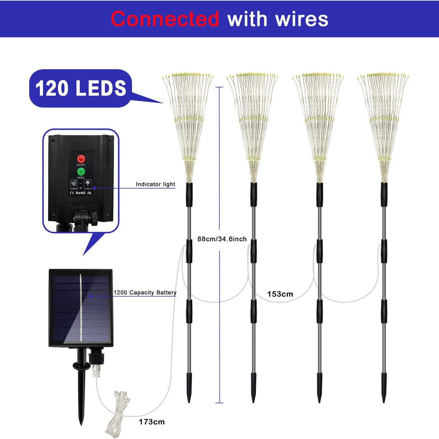 Brehn | 4er-Pack: Solarleuchten Außen, Warmweiß Gartenlichter