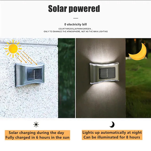 Brehn | 4-teilige: Solar Außen 6 LED Waterproof Wandlichter