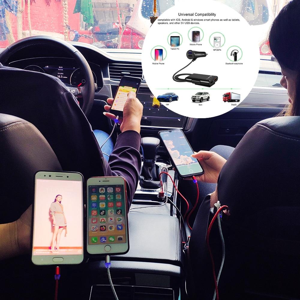 4-Port USB Auto-Ladegerät mit Verlängerungskabel | Brehn