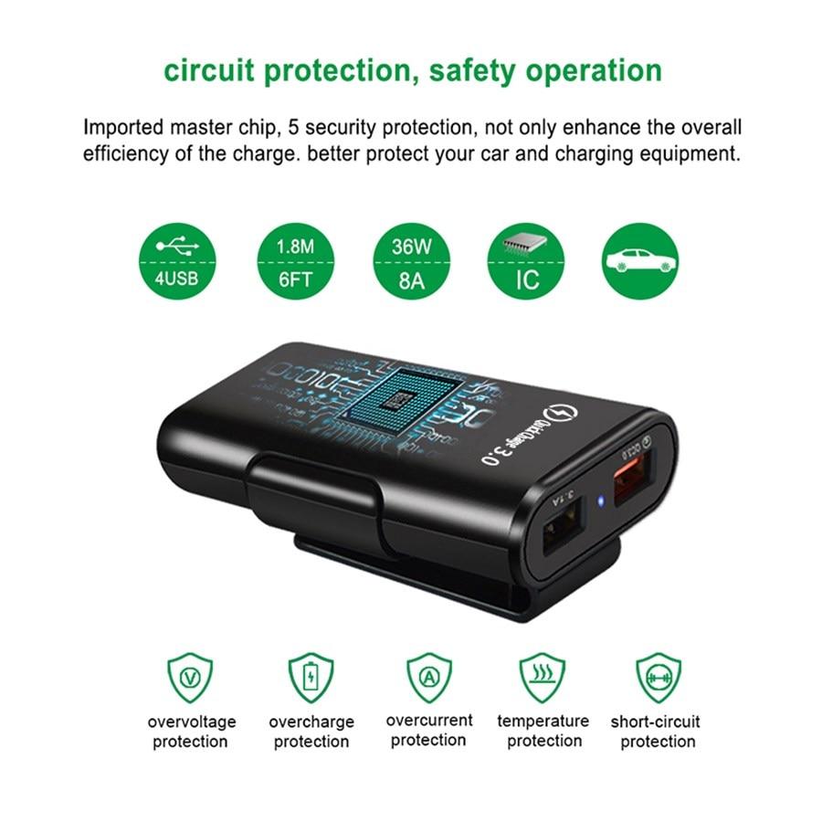 4-Port USB Auto-Ladegerät mit Verlängerungskabel | Brehn