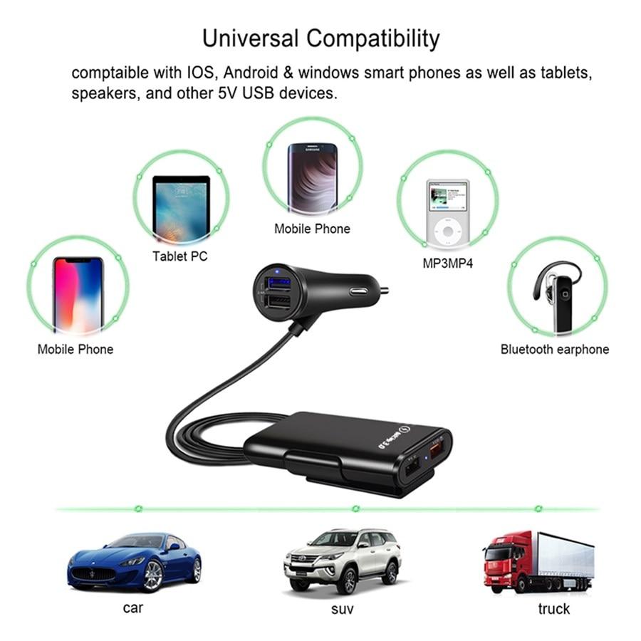 4-Port USB Auto-Ladegerät mit Verlängerungskabel | Brehn