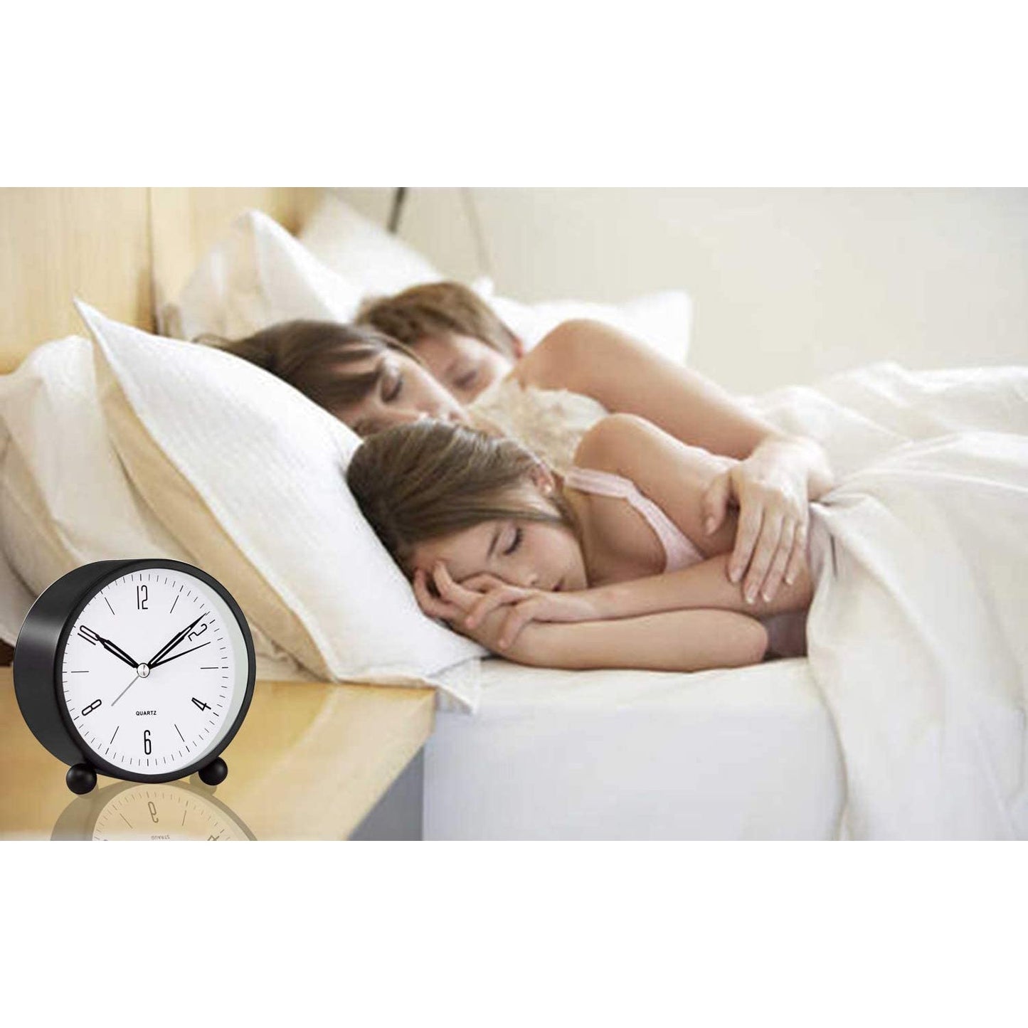 4" Superleise, tickfreie analoge Uhr mit Nachtlicht