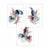 Botanisches Set aus 3 rosa-blauen floralen Wandbildern