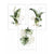 Botanisches Set aus 3 grünen und goldenen floralen Wandbildern