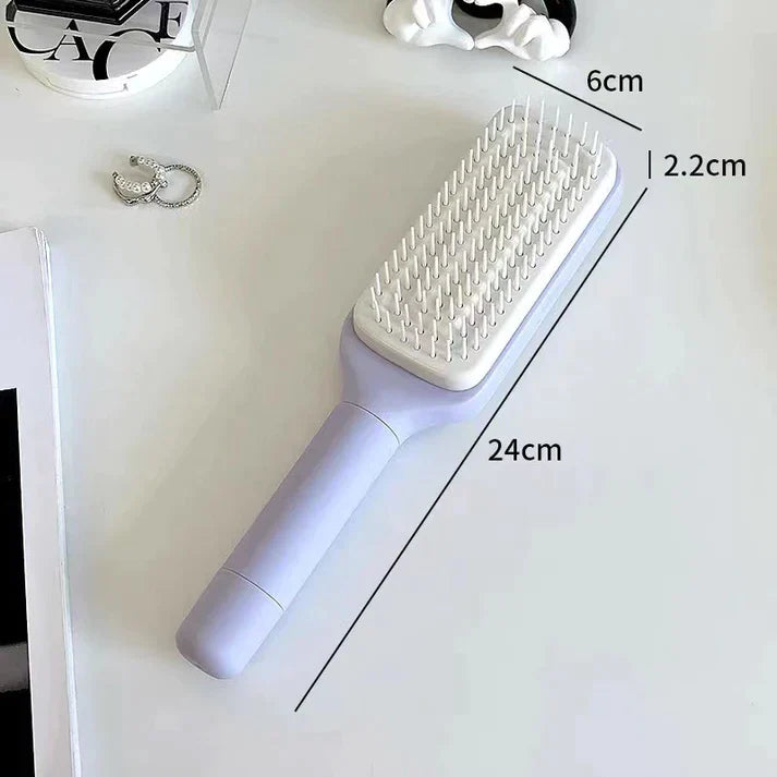 Brehn | LuxéTress 4-in-1 Selbstreinigende Haarbürste | Innovative Haarbürste mit Selbstreinigungstechnologie für mühelos glattes und glänzendes Haar