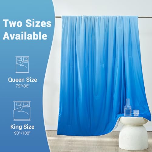 Kühlende Bettdecke absorbiert Körperwärme, um kühl zu bleiben, doppelseitige Kühldecke für heiße Schläfer Cool Fabric Q-Max>0.5, leichte Sommer-Bettdecke kalte Decke, gradient dunkelblau | Brehn