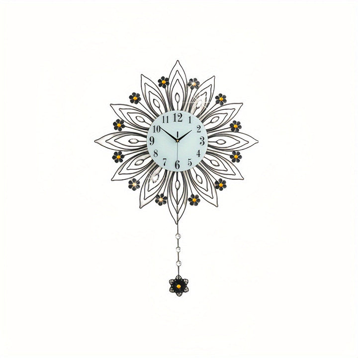 Elegante Blumen-Wanduhr mit luxuriösen goldenen Akzenten | Brehn